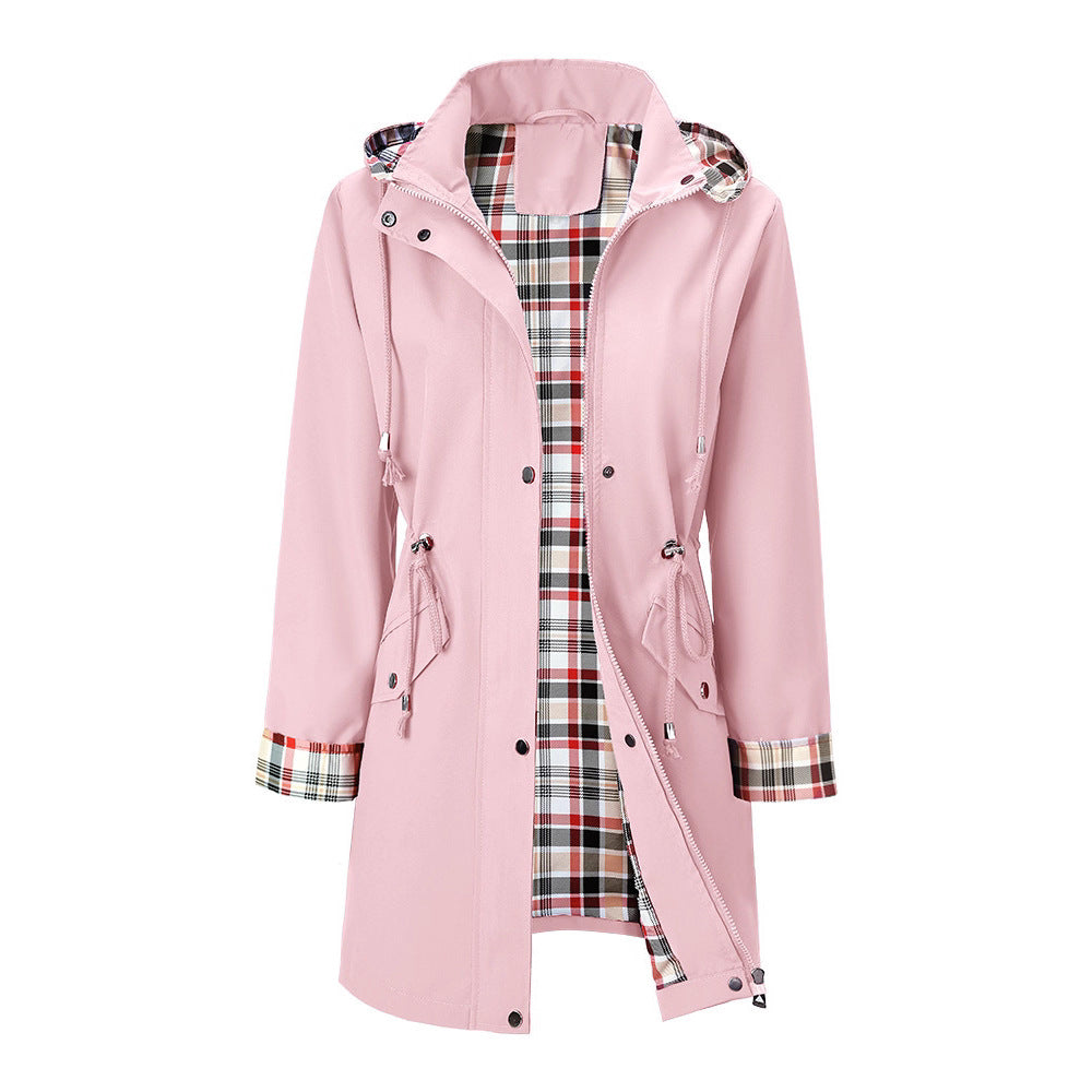 Veste de transition pour femmes avec taille ajustable et motif à carreaux invitant Chic & Stil