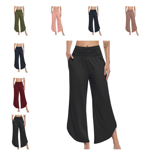 Wide Palazzo Pants for ladies with flexible waist and side slits Amarae