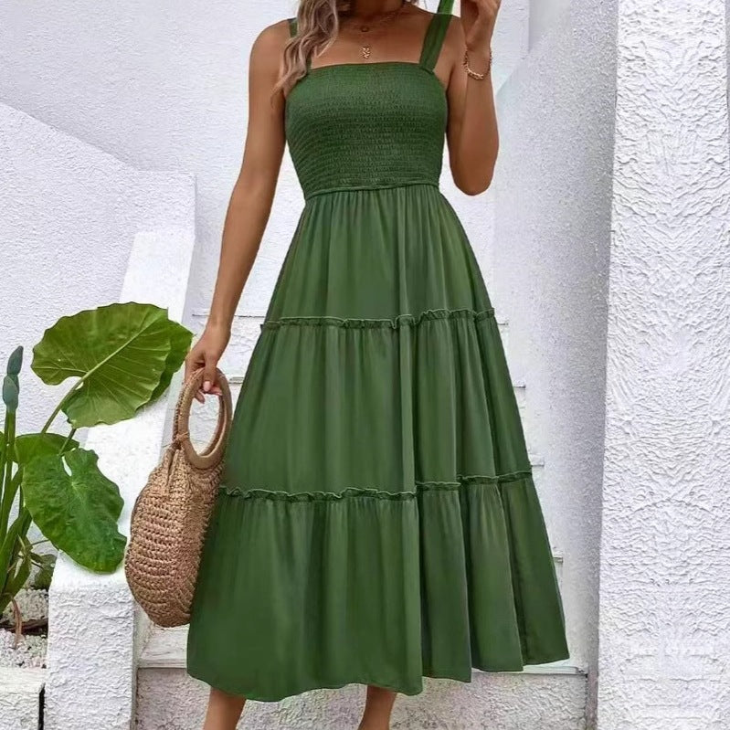 Maxi dress for women with elastic bodice and flowy skirt Lune London