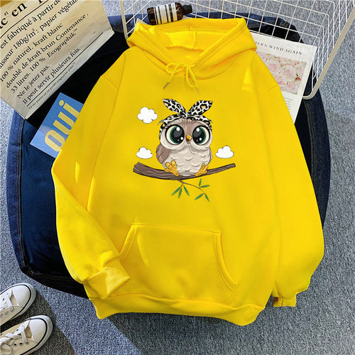 Women's hooded sweatshirt with cute owl motif Chic & Stil