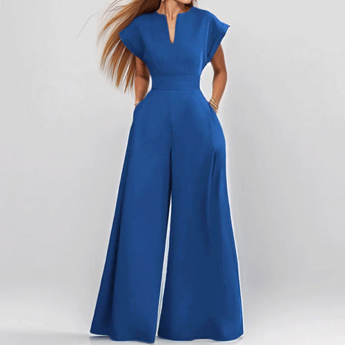 Women Elegant Jumpsuit with Wide Leg and Shawl Collar Amarae