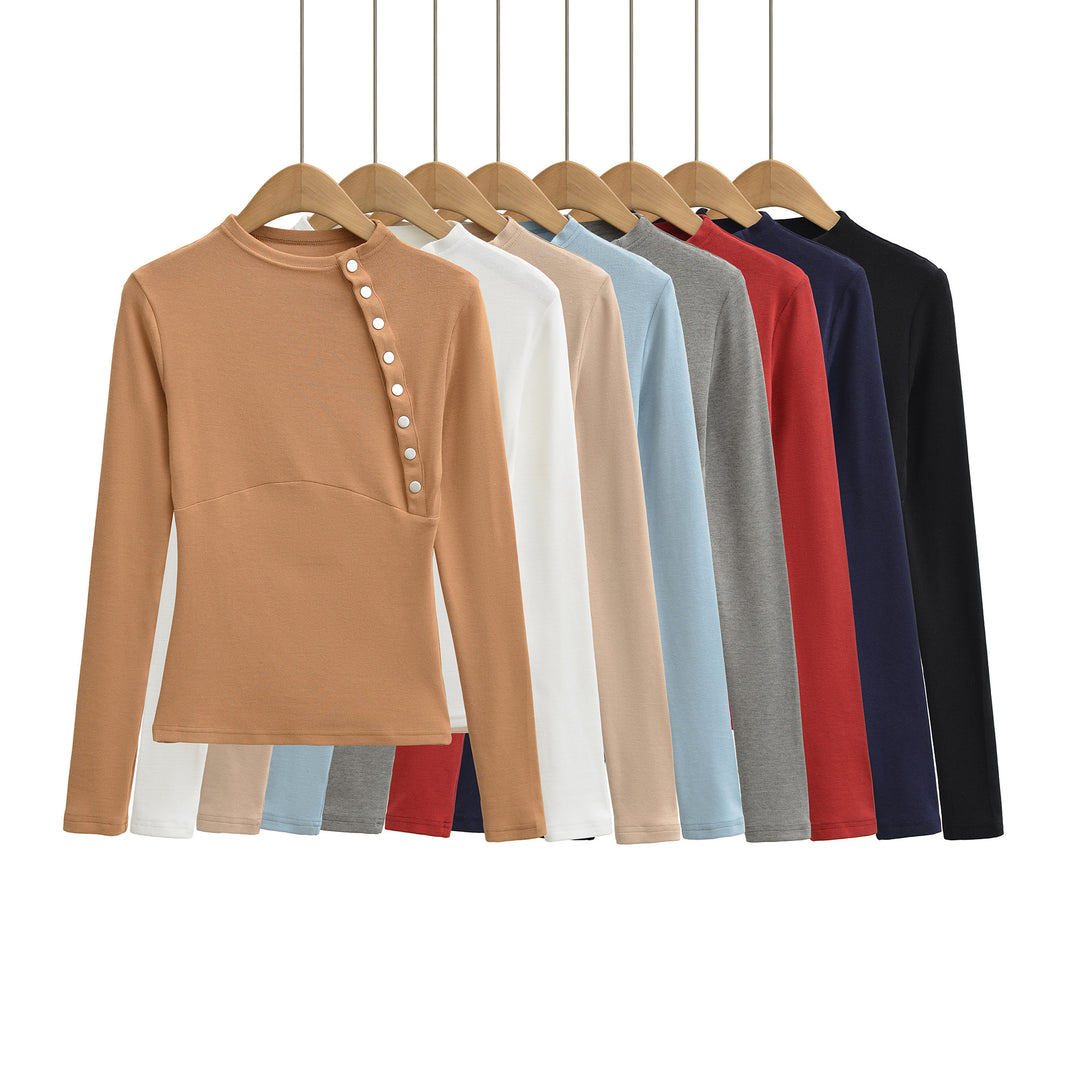 Women Fitted Long Sleeve with Asymmetrical Snap Placket Amarae