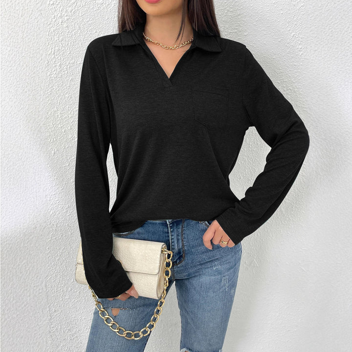 Long-sleeve blouse for women with modern collar and chest pocket Lune London
