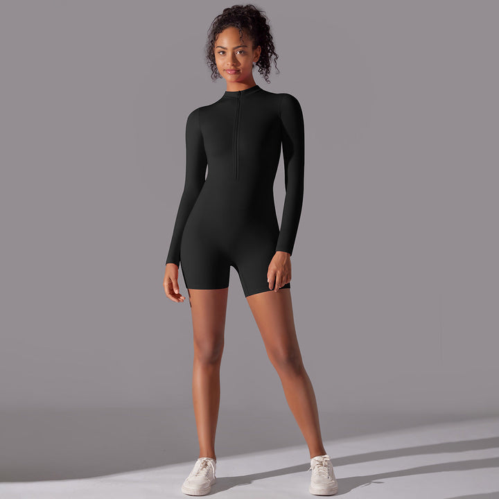 Women's Ribbed Beach Suit with Round Neckline and Zipper Lune London
