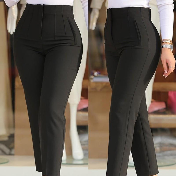 Women's High-Waisted Slim-Fit Trousers with Integrated Pleats Lune London