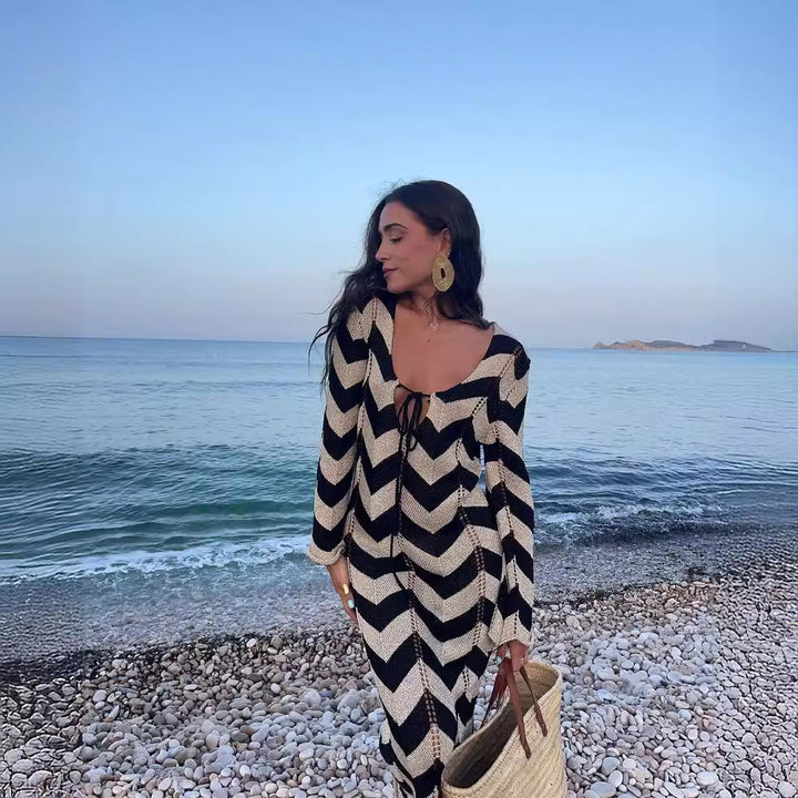 Ladies' knitted dress with zigzag design and loose fit Lune London