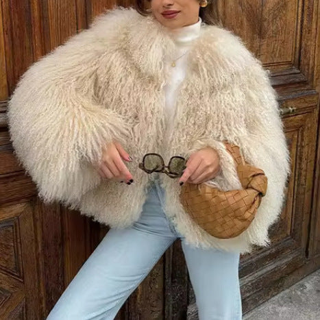 Long faux fur coat for women with wide sleeves Amarae