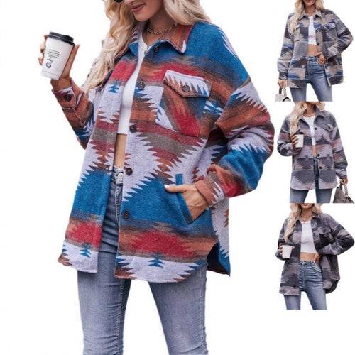 Oversized blouse jacket for women with decorative pattern Amarae