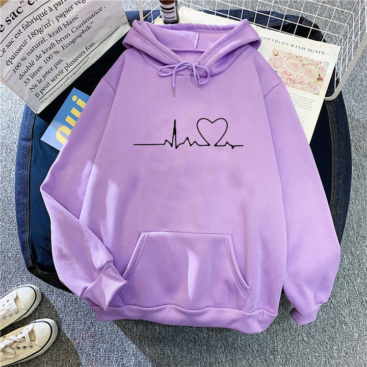 Women's hoodie with heart beat motif Chic & Stil