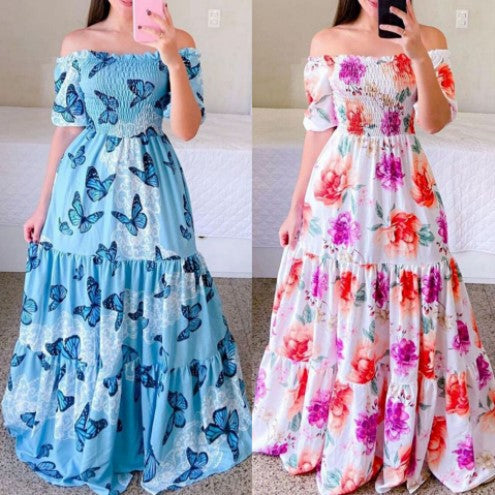 Chic and Stylish Off-Shoulder Ruffled Maxi Dress for Women