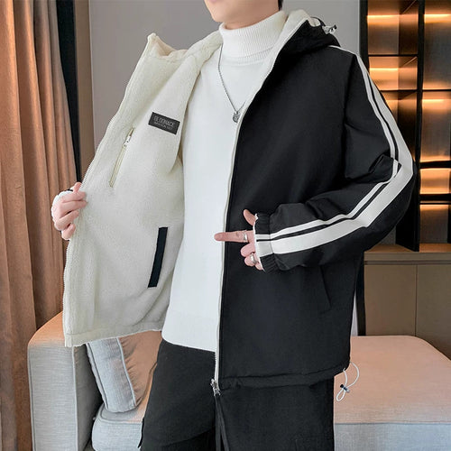 Insulated outer jacket for men with removable hood and soft inner layer Amarae