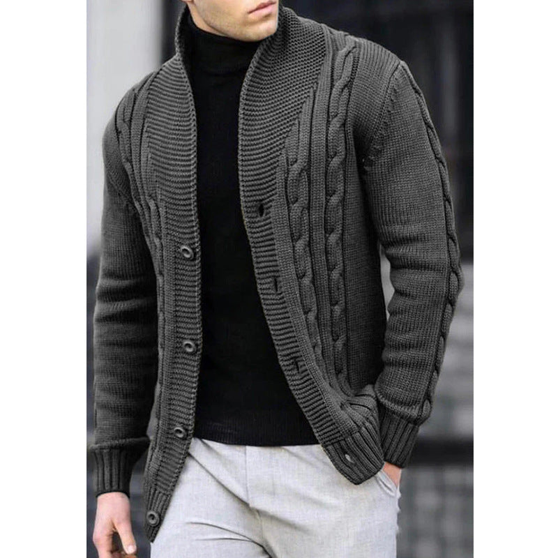 Lune London | Men's cardigan with robust cable pattern and durable button closure
