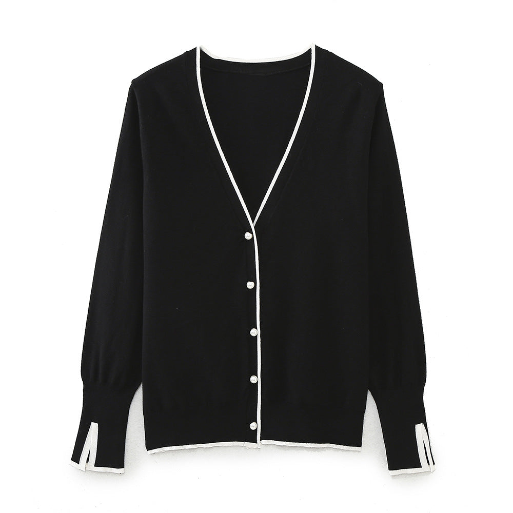 Elegant women's cardigan knit with contrasting details Lune London