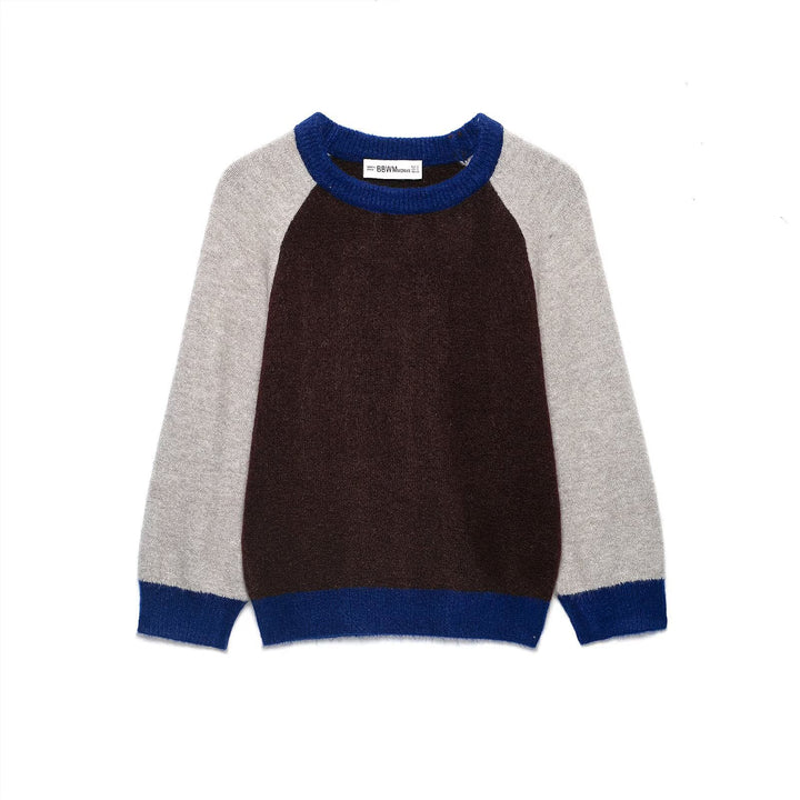 Women's Color Block Round Neck Sweater with Raglan Sleeves Amarae
