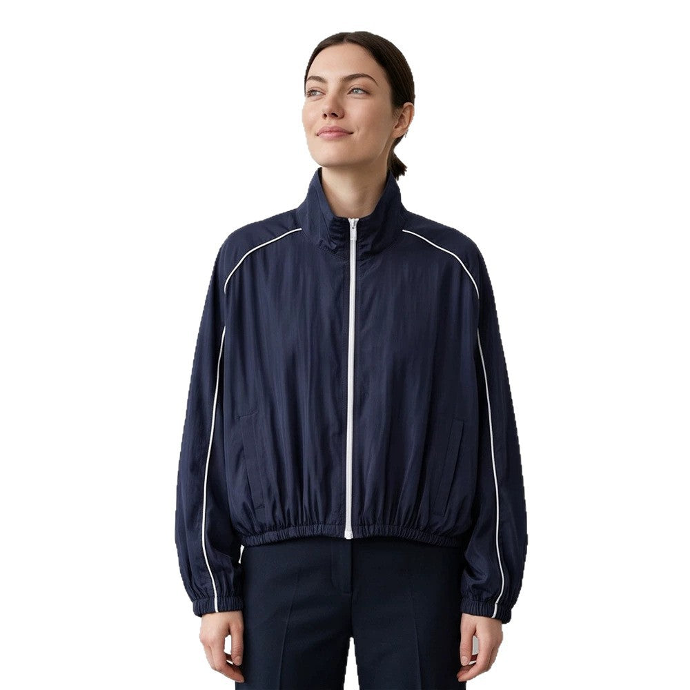 Women's Lightweight Sports Track Jacket with Stand-up Collar, Contrast Piping and Elastic Waistband Amarae