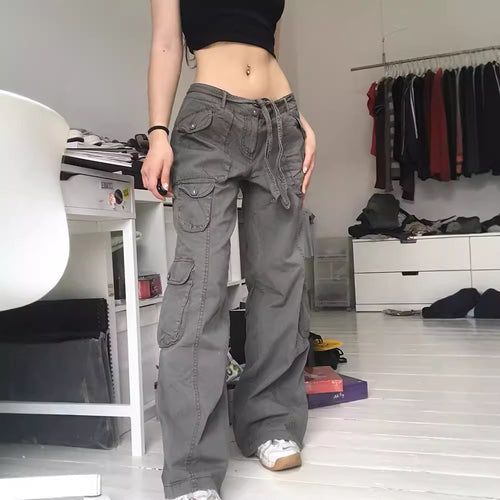 Women's cargo pants with side pockets and adjustable waistband Amarae