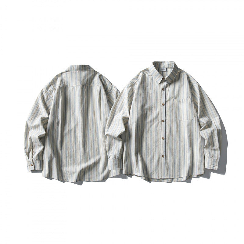 Unisex Casual Oversized Striped Shirt with Boxy Silhouette and Breast Pocket Amarae