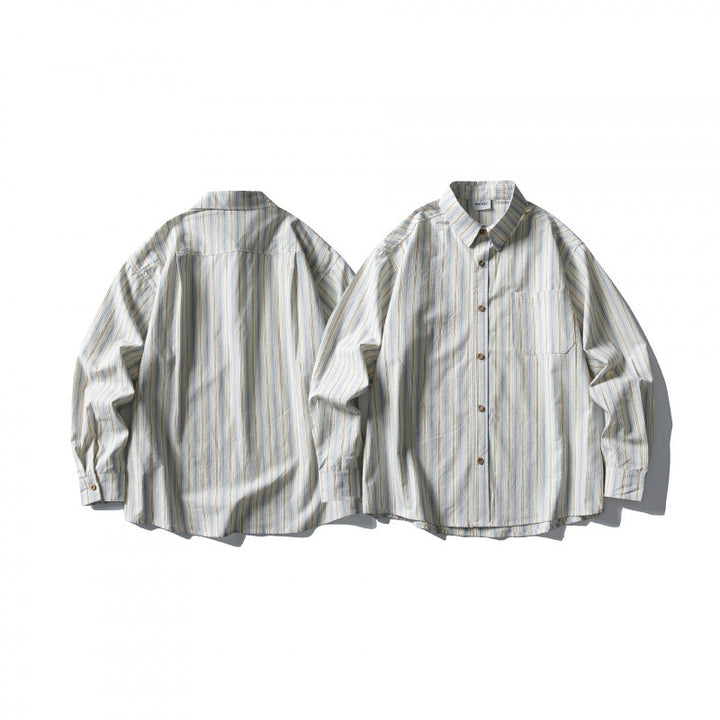 Unisex Casual Oversized Striped Shirt with Boxy Silhouette and Breast Pocket Amarae