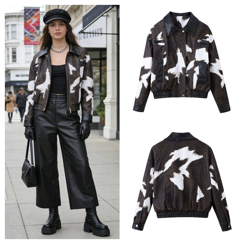 Veste en faux cuir pour femmes avec design d'animal exotique Chic & Stil