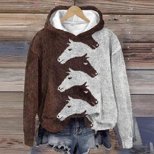 Women's Hoodie with Creative Horse Pattern and Comfortable Fit Amarae