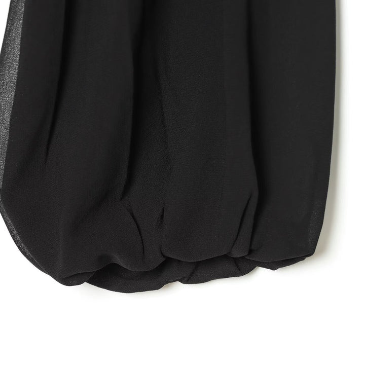 Ladies Pleated Blouse with Stand Collar and Balloon Sleeves Amarae