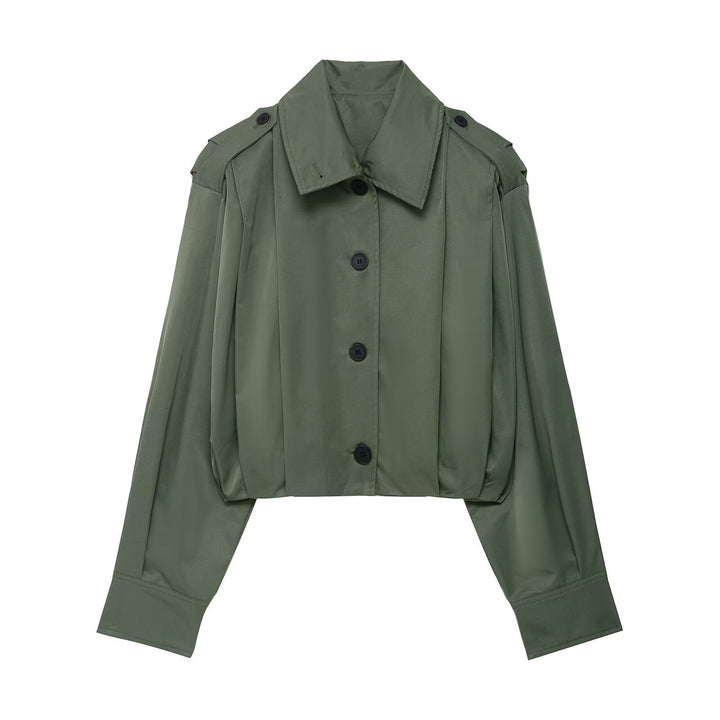 Short blouse jacket for women with an elegant cut and chic button details