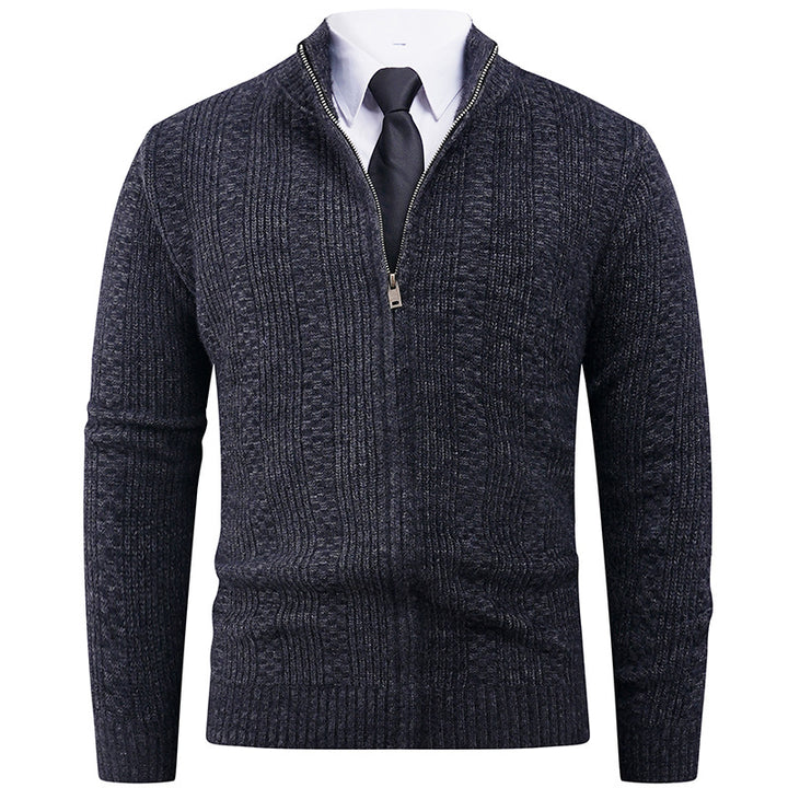 Men's knitted jacket with modern zipper and cable pattern Lune London