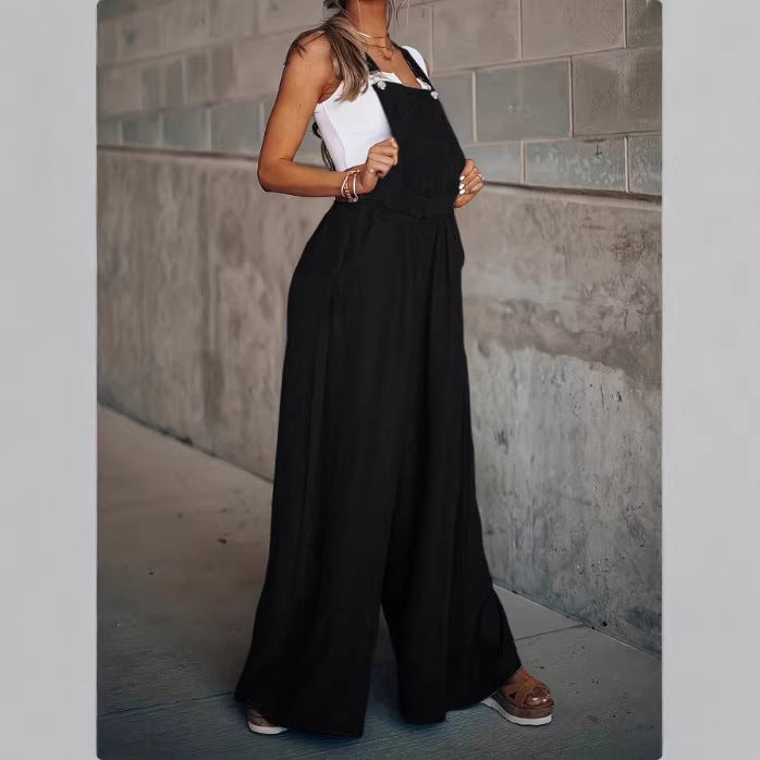 Ladies Wide Overalls in Palazzo Style with Adjustable Straps Amarae