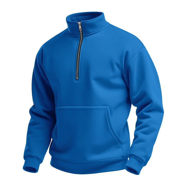 Men's fleece pullover with high collar and practical pockets Amarae