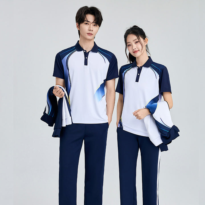 Unisex badminton training set with functional polo and sporty jogging pants Amarae