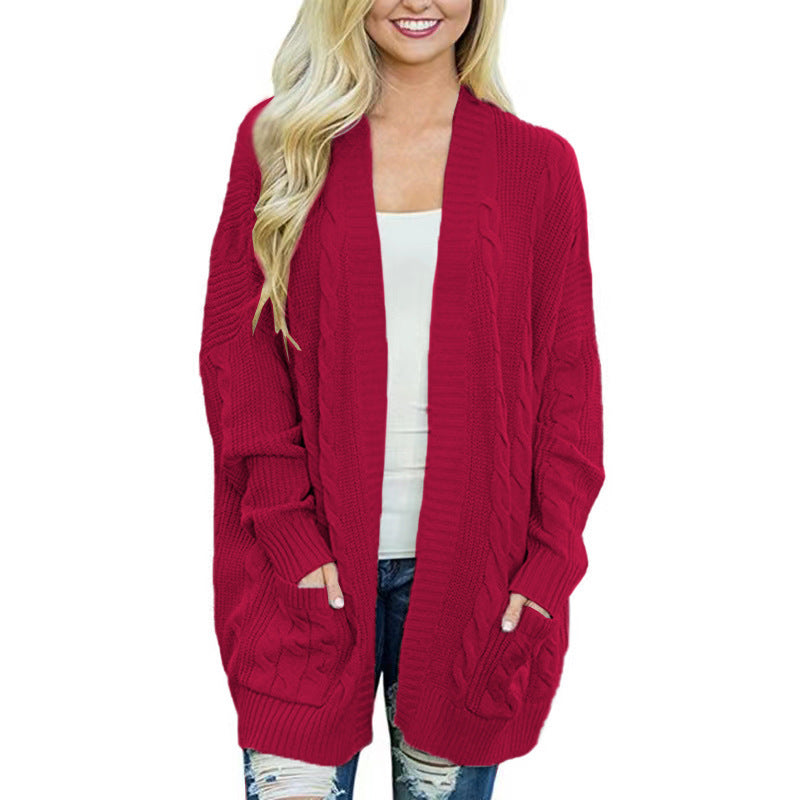 Casual cardigan for women with cable pattern and large pockets Lune London