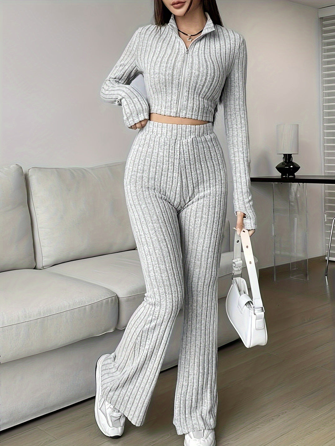 High-waisted knitted loungewear set for women Lune London