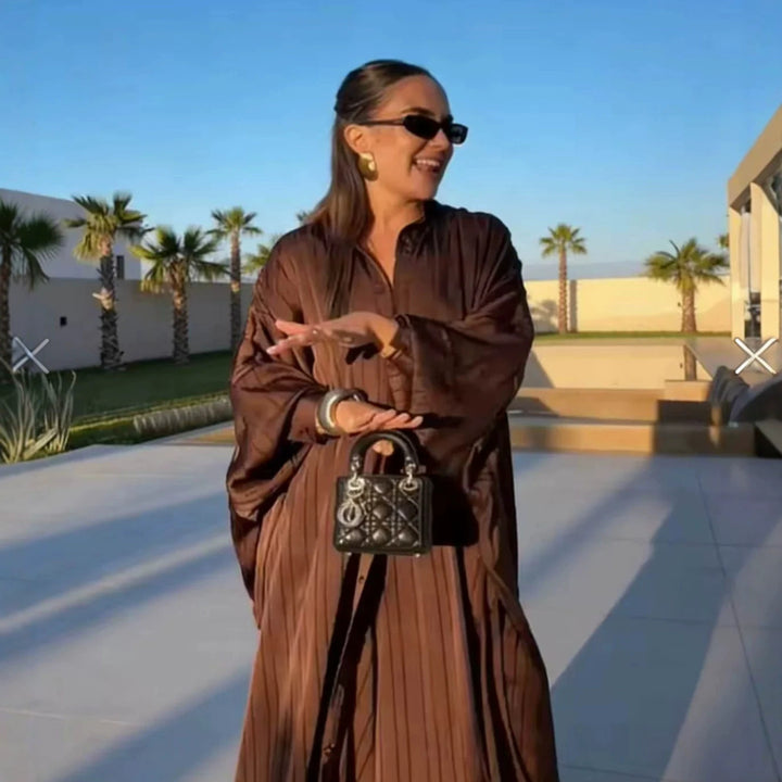 Ladies maxidress in oversized kaftan and shirt blouse style Amarae