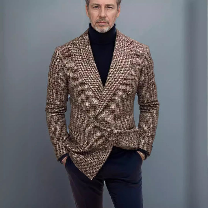 Elegant men's blazer with double-breasted modern tartan Lune London