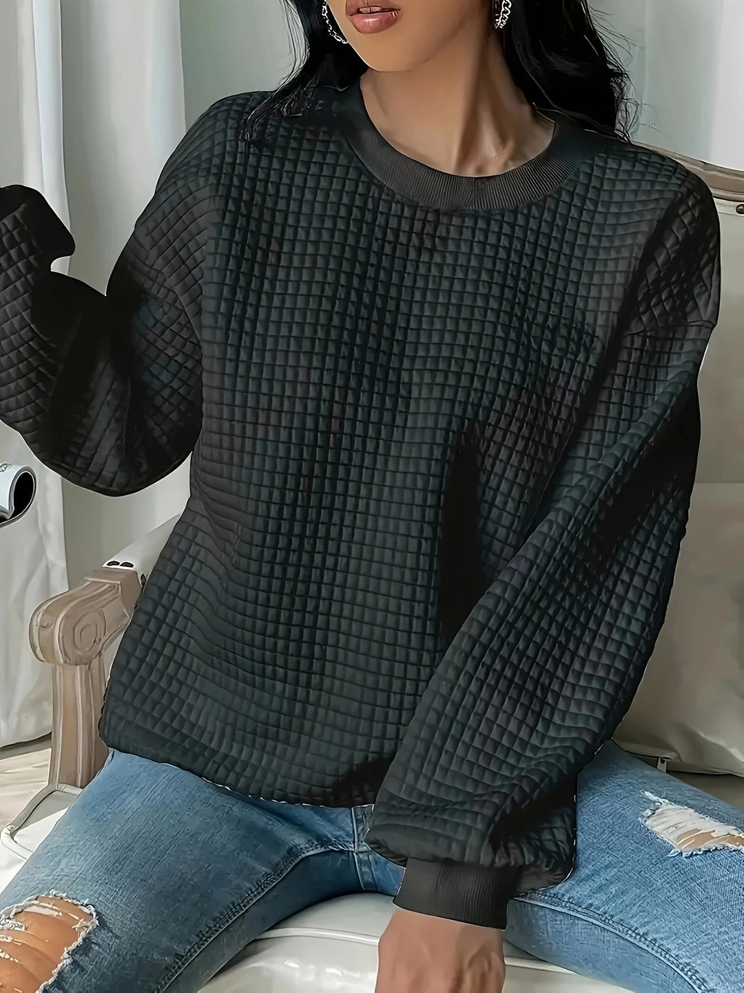Lune London oversized casual sweater for women with textured design