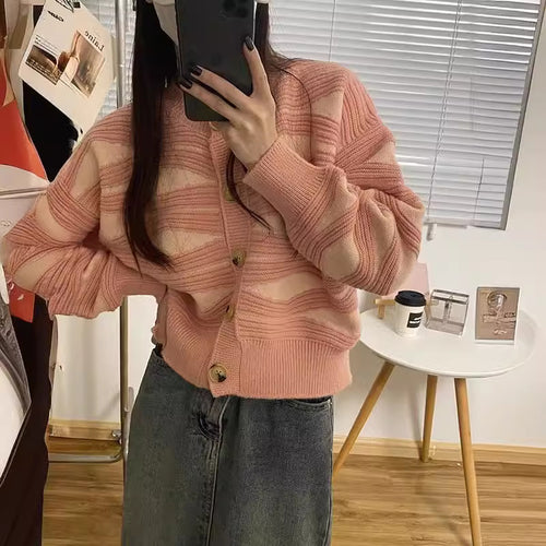 Trendy striped look women's knit jacket Amarae
