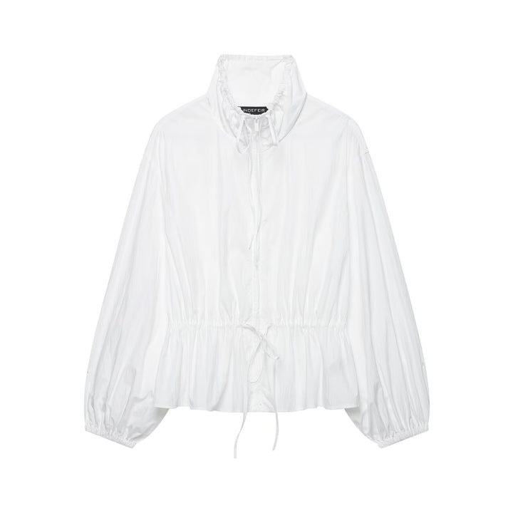 Women's lightweight cropped windbreaker with drawstring waist and high stand-up collar Amarae