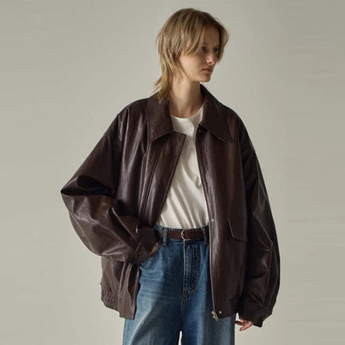 Veste en cuir synthétique surdimensionnée pour femme Chic & Stil