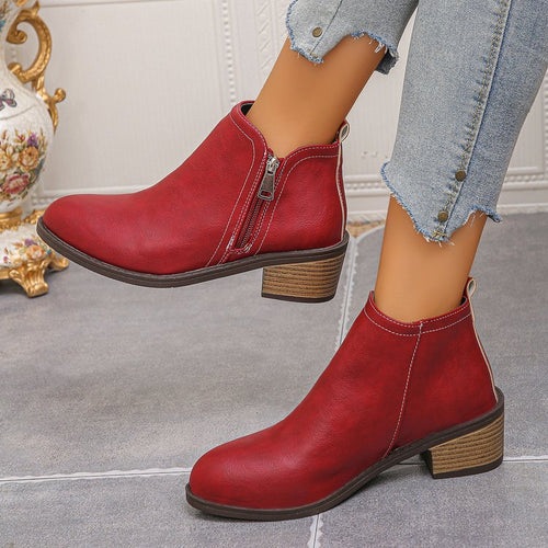 Women's biker ankle boots with side zipper and trendy structure Amarae