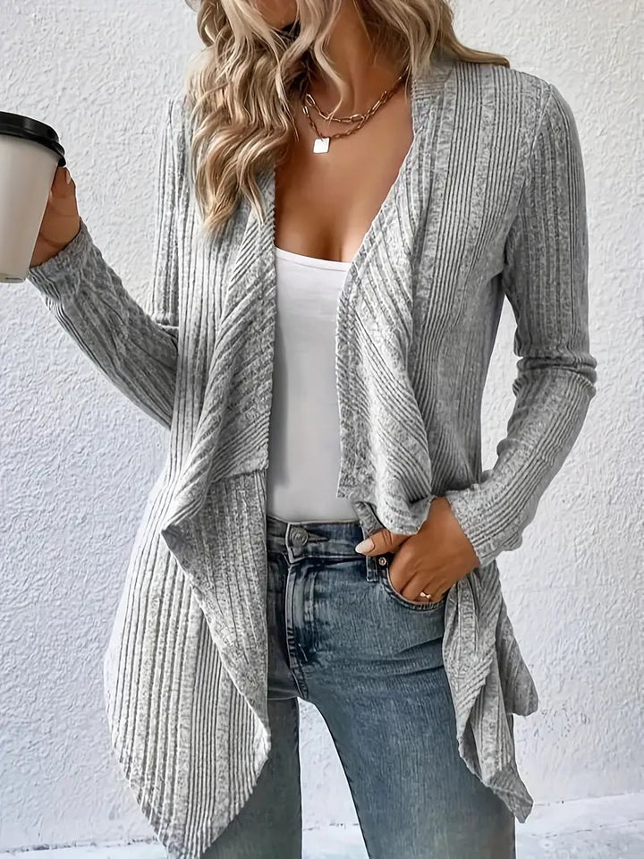 Casual knitted jacket for women with asymmetrical hem Lune London