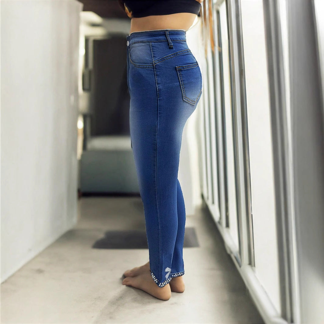 Women's skinny jeans with pearl embellishments and decorative bows Amarae