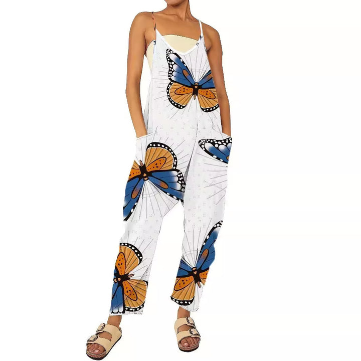 Women's jumpsuit with a colorful butterfly pattern and practical pockets Lune London