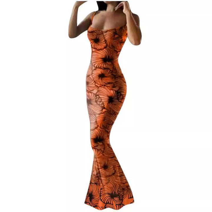 Lune London Women's Fitted Maxi Dress with Floral Patterns and Spaghetti Straps