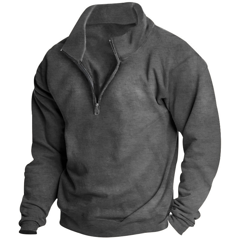 Men's high collar sweatshirt with half zip Lune London