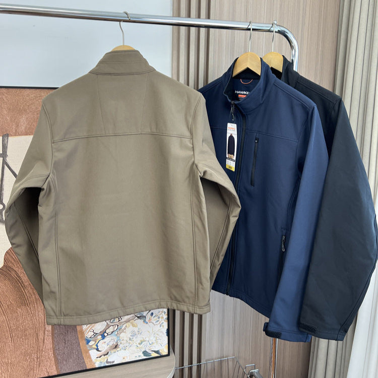 Men's softshell jacket with stand-up collar, water-repellent function and zippered pockets Amarae