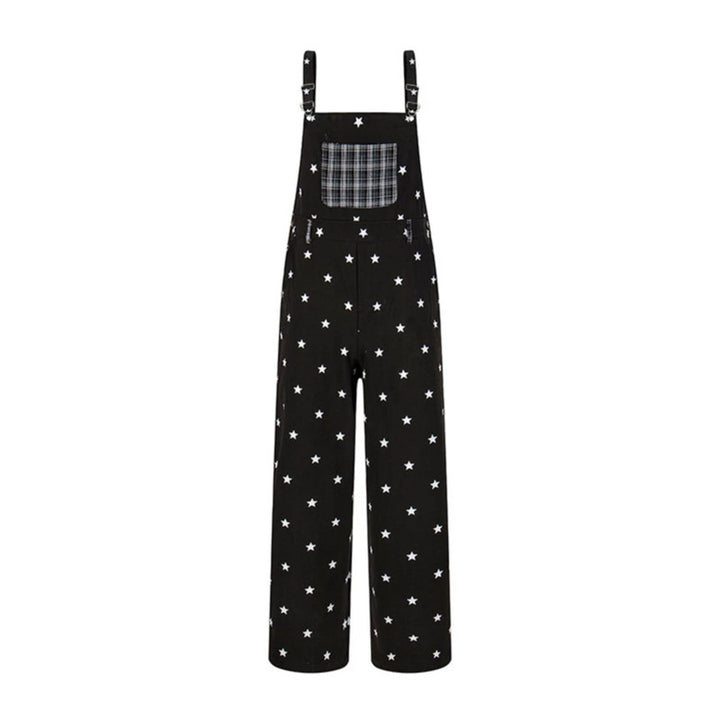 Women's overall in palazzo cut with star all-over and check patch Amarae