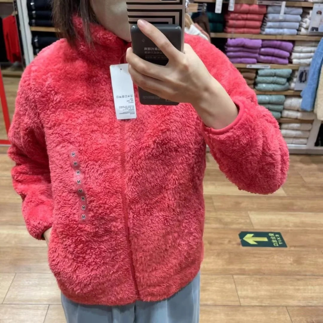 Women Cozy Fleece Jacket with High Collar and Zip Lune London