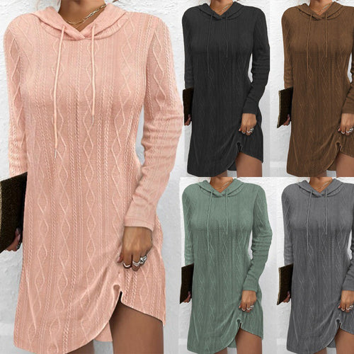 Robe en tricot pour femmes avec capuche et motif texturé Chic & Stil