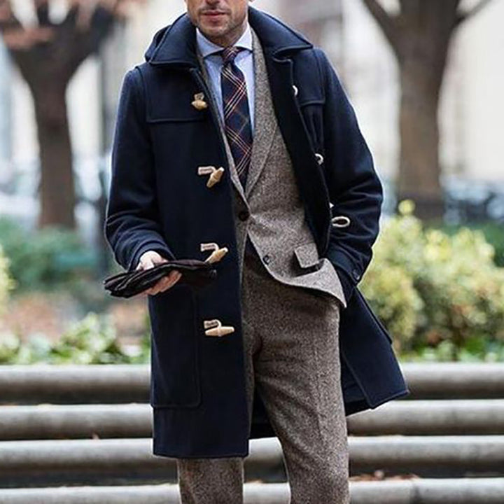 Elegant Duffle Coat for men in high-quality wool with hood and practical buttons Amarae