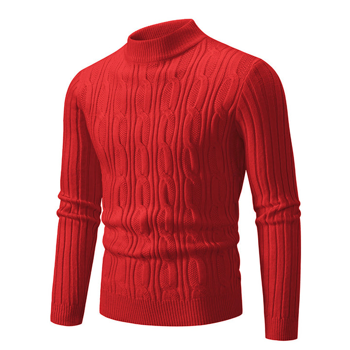 Knitted sweater for men with raised magnetic pattern and high collar Lune London